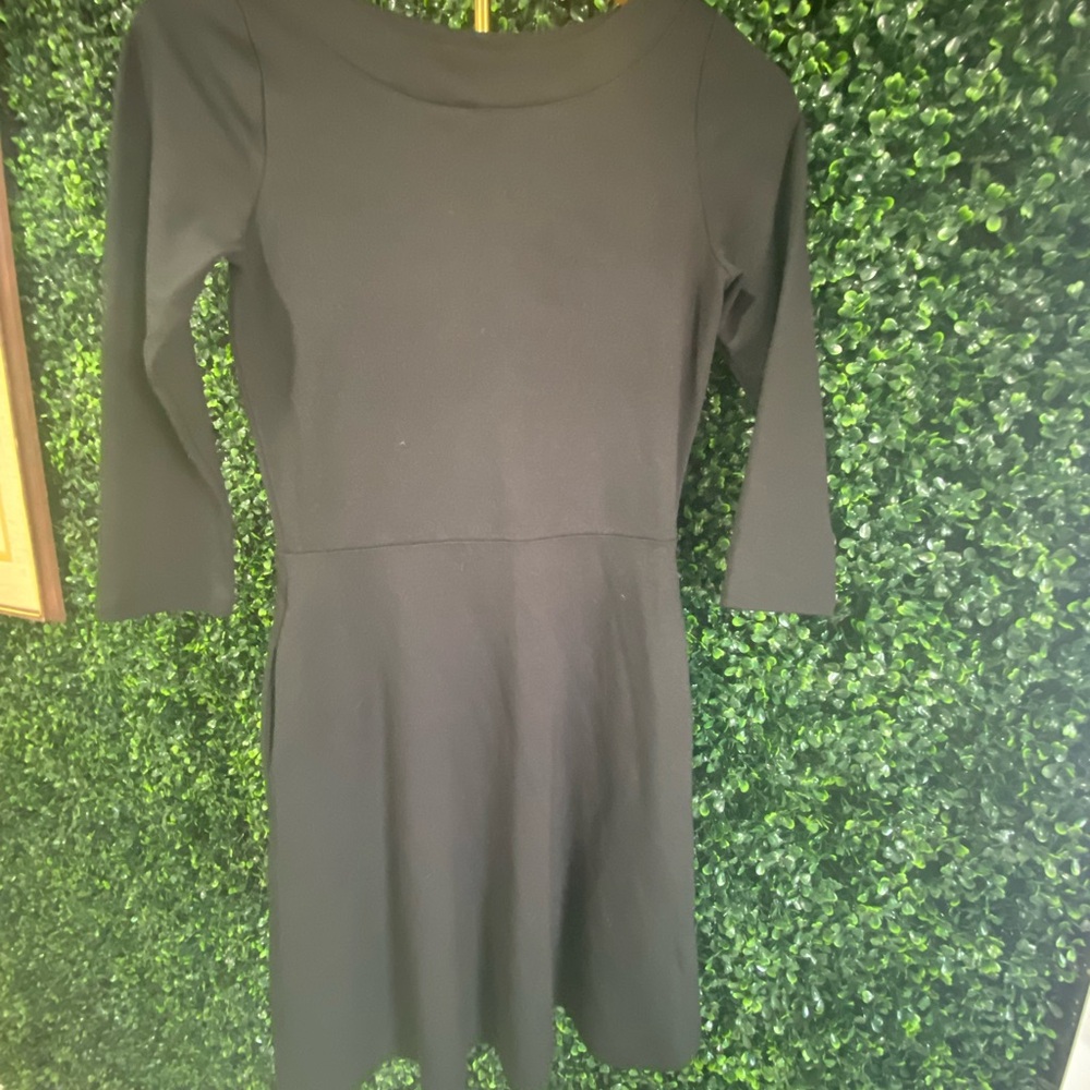 Ann Taylor Factory Gray Fit and Flare Long Sleeve Dress